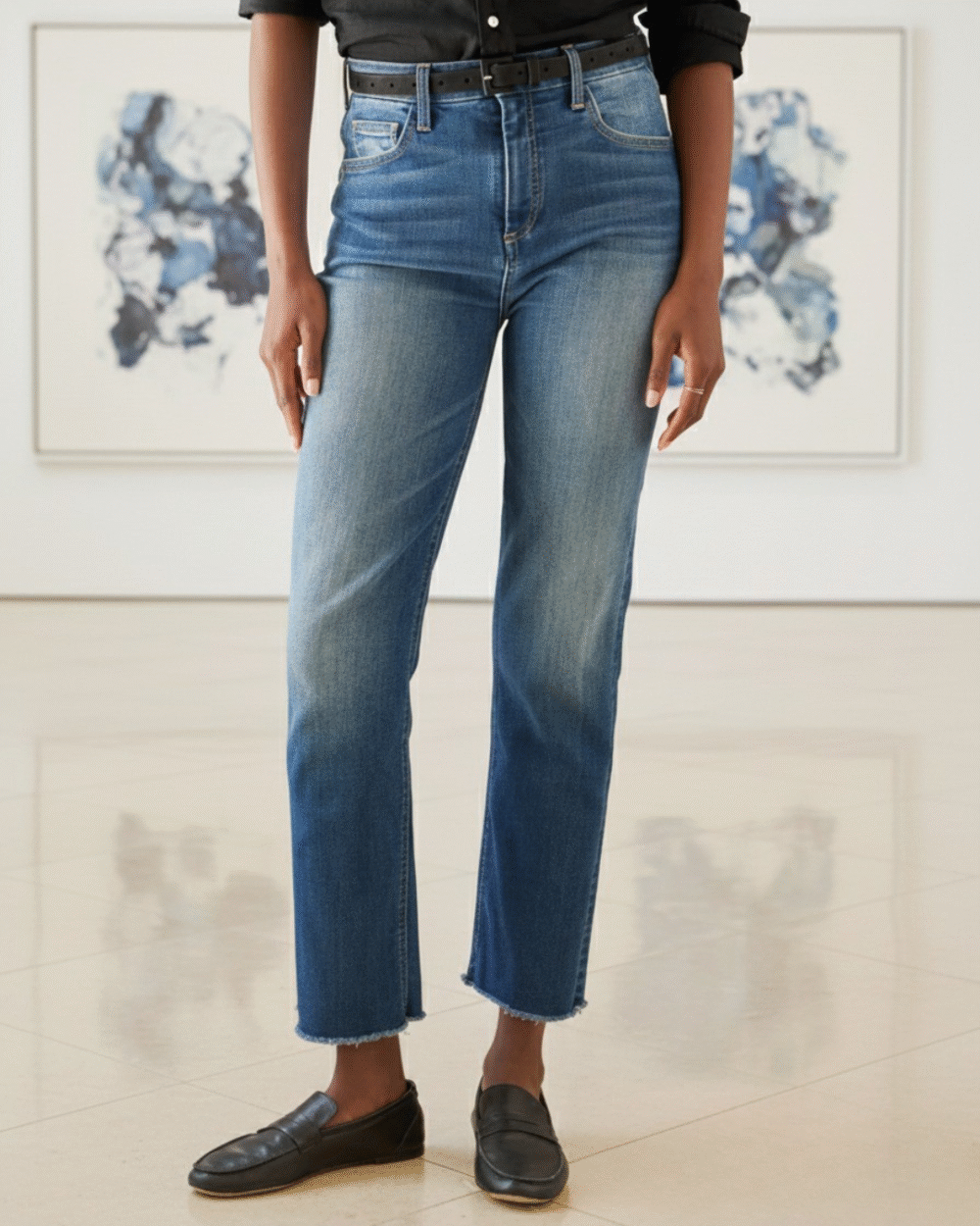 High-Rise Straight Leg Ankle Jean