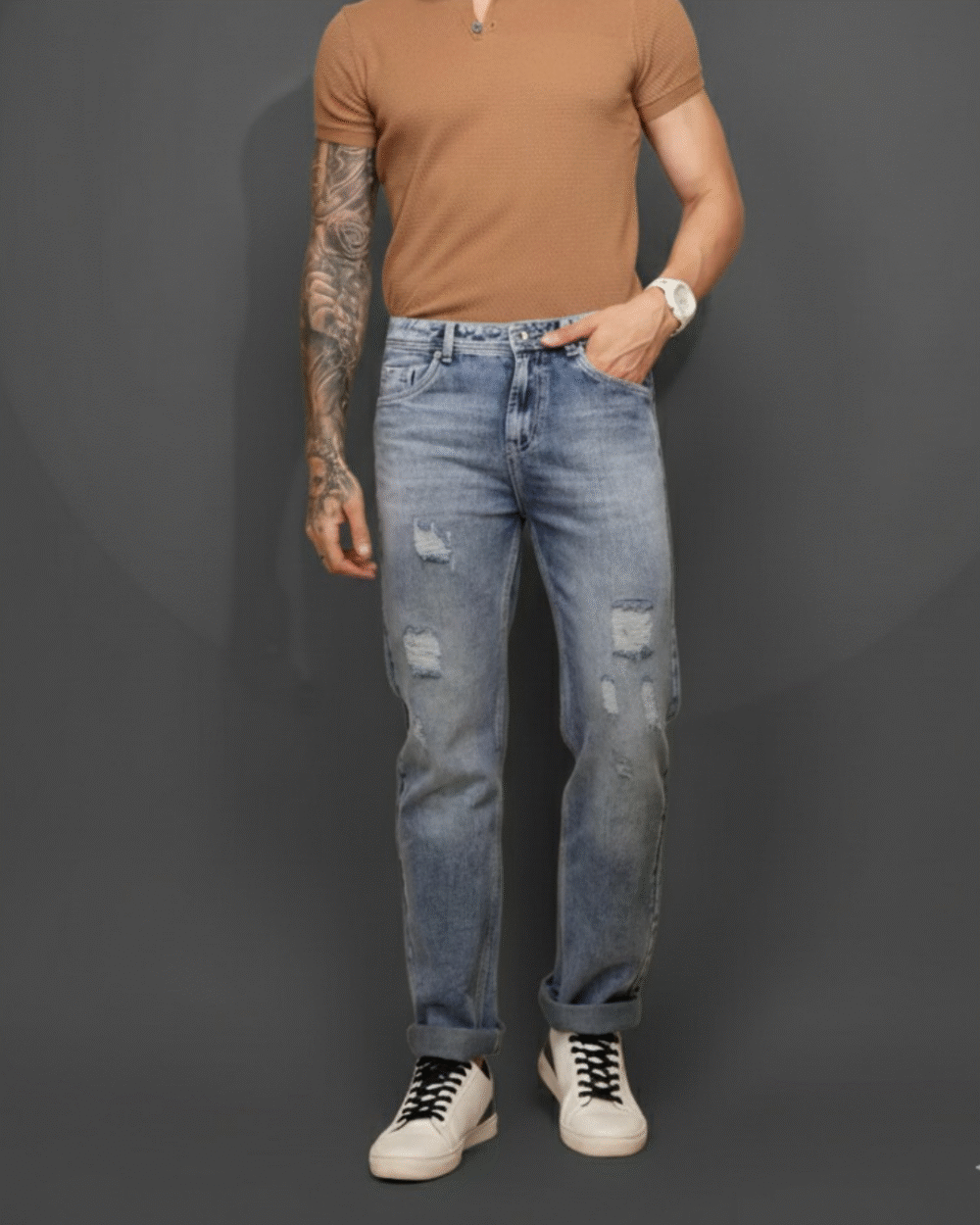 Vintage Distressed Light Wash Jeans