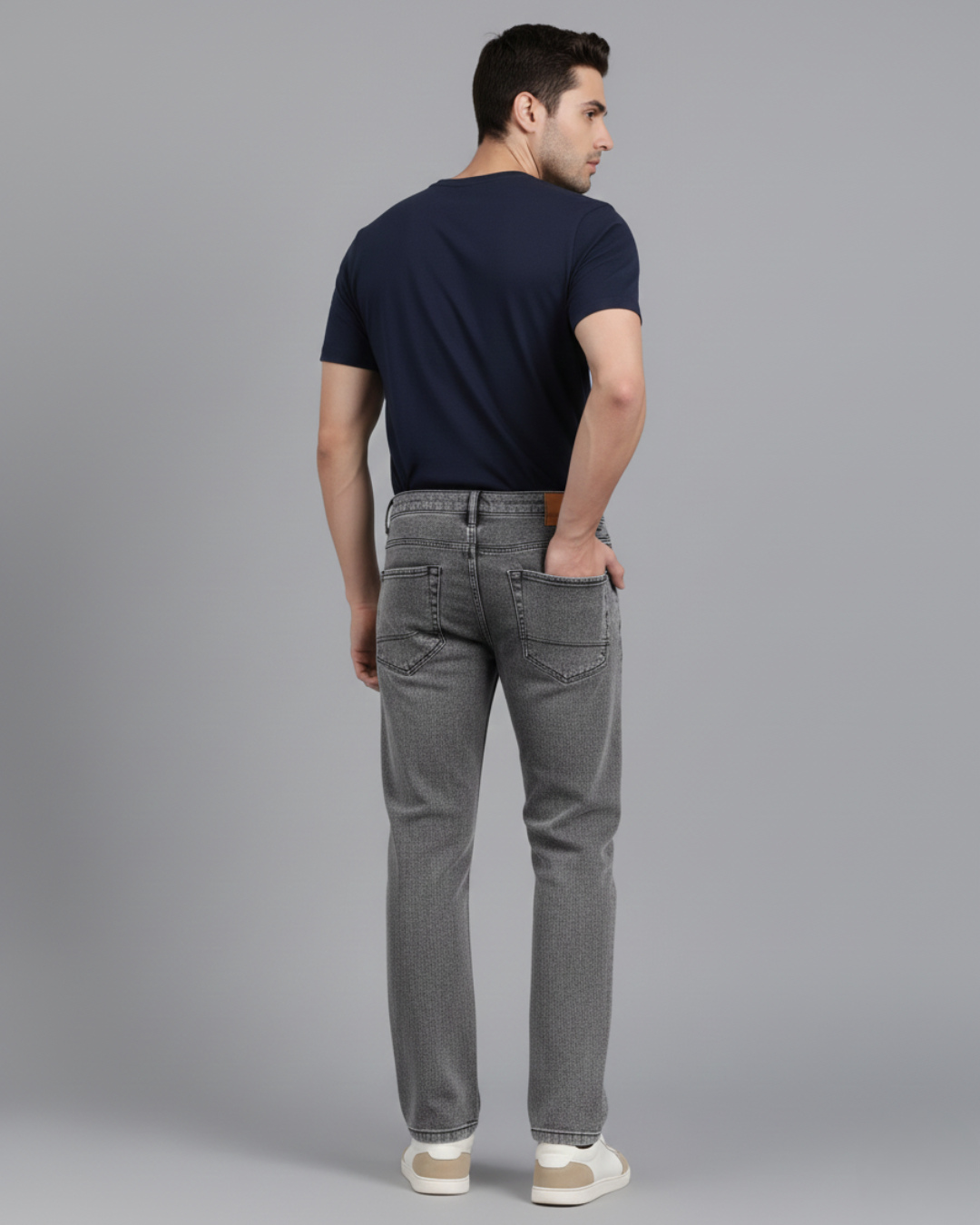 Slim Straight Dark Grey Textured Wash