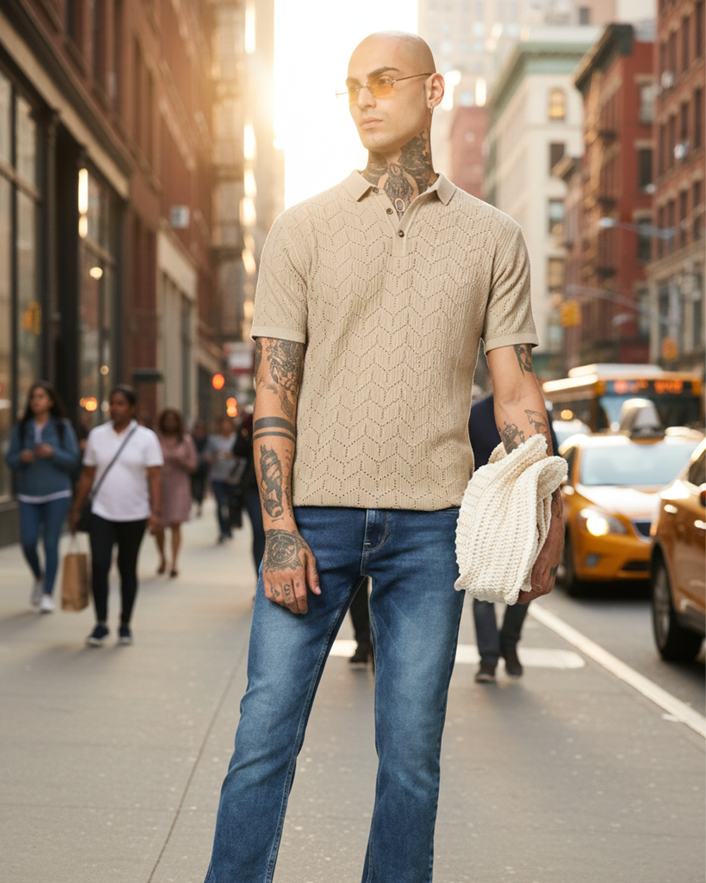 AV'S MID BLUE MENS SLIM DENIM